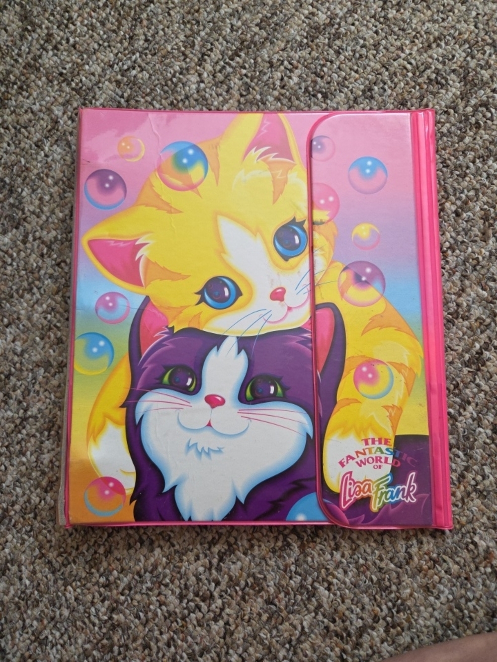 Vintage Lisa Frank Trifold Binder Folder – Bright Neon 90s Nostalgia!